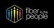 Fiber to the people Fiber to the people Logo: weißer Schriftzug auf schwarzem Grund, links eine Raute mit stilisierten Personen in verschiedenen Farben